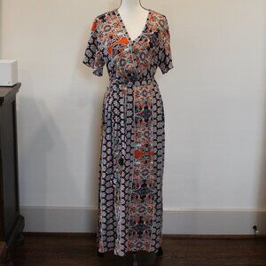Shien Long Dress in Orange/Blue Size XL